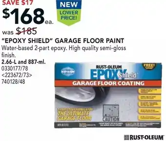RONA Rust-oleum "epoxy shield" garage floor paint offer