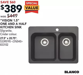 RONA "vision 1.5" one and a half kitchen sink offer