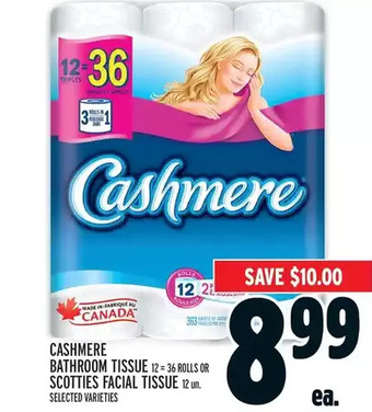 Metro Cashmere bathroom tissue or scotties facial tissue offer