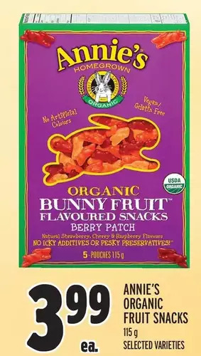 Metro Annie's organic fruit snacks offer