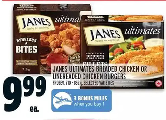 Metro Janes ultimates breaded chicken or unbreaded chicken burgers offer