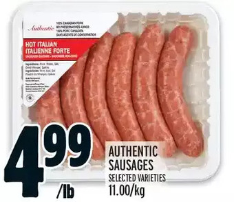 Metro Authentic sausages offer