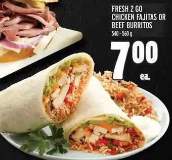 Metro Fresh 2 go chicken fajitas or beef burritos offer