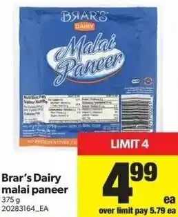 Real Canadian Superstore Brar's Dairy Malai Paneer 375g offer