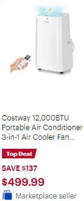 Best Buy Costway 12,000BTU Portable Air Conditioner 3-In-1 Air Cooler Fan offer
