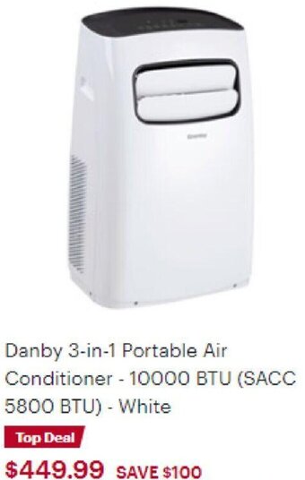 Best Buy Danby 3-In-1 Portable Air Conditioner - 10000 BTU (SACC 5800 BTU) - White offer