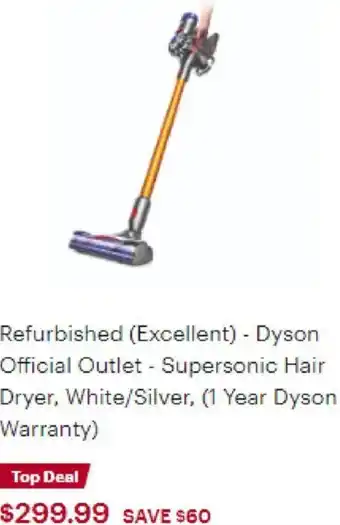 Best Buy Refurbished (Excellent) - Dyson Official Outlet - Supersonic Hair Dryer, White/Silver, (1 Year Dyson Warranty) offer