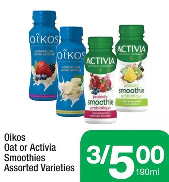 Highland Farms Oikos oat or activia smoothies offer
