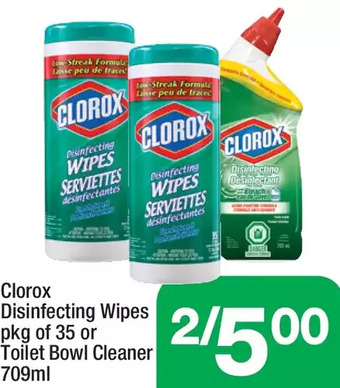 Highland Farms Clorox disinfecting wipes or toilet bowl cleaner offer
