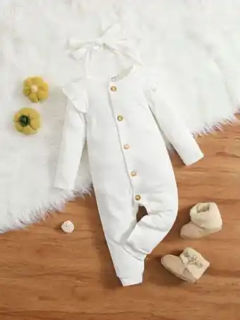 SheIn Shein baby ruffle trim single breasted jumpsuit offer