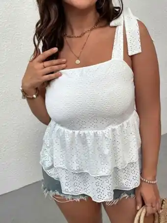 SheIn Plus tie shoulder layered hem schiffy cami top offer