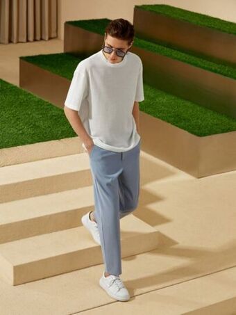 SheIn Shein men solid slant pocket suit pants offer