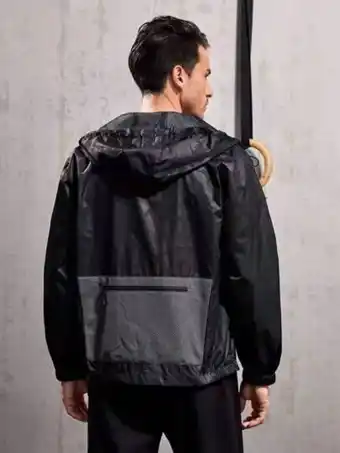 SheIn Men slogan graphic zipper pocket hooded sports jacket offer
