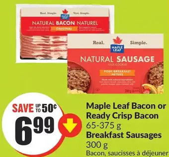 FreshCo Maple leaf bacon or ready crisp bacon | breakfast sausages offer