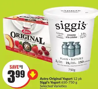 FreshCo Astro original yogurt | siggi's yogurt offer