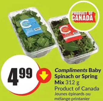 FreshCo Compliments baby spinach or spring mix offer