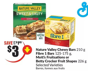 FreshCo Nature valley chewy bars | fibre 1 bars | mott's fruitsations or betty crocker fruit shapes offer