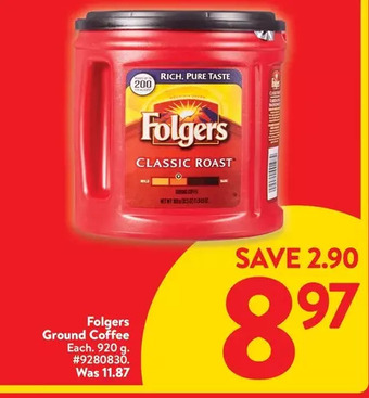 Walmart Folgers ground coffee offer