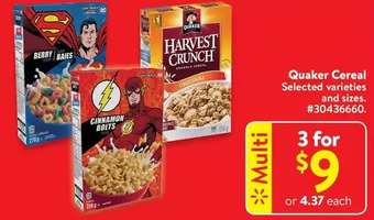 Walmart Quaker cereal offer