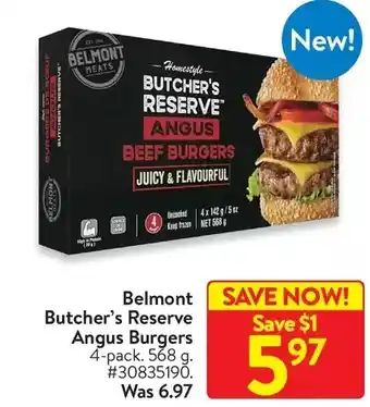 Walmart Belmont butcher's reserve angus burgers offer