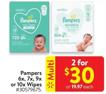 Walmart Pampers 6x, 7x, 9x or 10x wipes offer