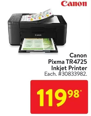 Walmart Canon pixma tr4725 inkjet printer offer