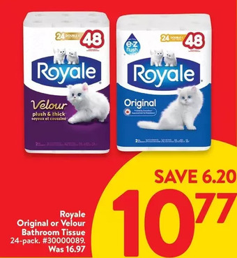 Walmart Royale original or velour bathroom tissue offer