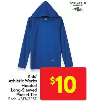 Walmart Kids' athletic works hooded long-sleeved pocket tee offer