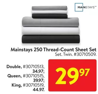Walmart Mainstays 250 thread-count sheet set twin | double | queen | king offer
