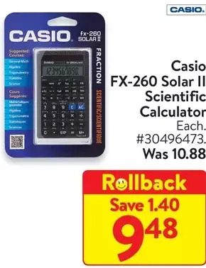 Casio Fx 260 Solar Ii Scientific Calculator Offer At Walmart