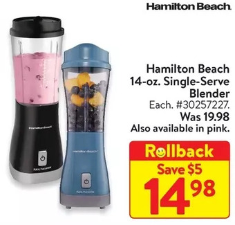 Walmart Hamilton beach 14-oz. single-serve blender offer