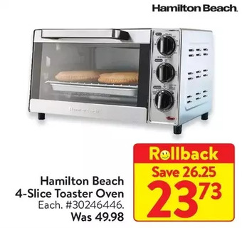 Walmart Hamilton beach 4-slice toaster oven offer