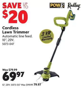 Home Hardware Cordless lawn trimmer: 10" | 12" offer
