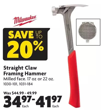 Home Hardware Straight claw framing hammer offer
