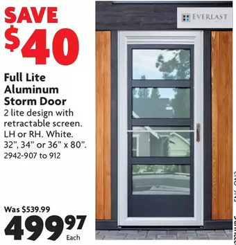 Home Hardware Full lite aluminum storm doors offer