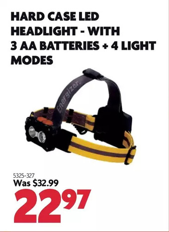 Home Hardware Hard case led headlight - with 3 aa batteries + 4 light modes offer