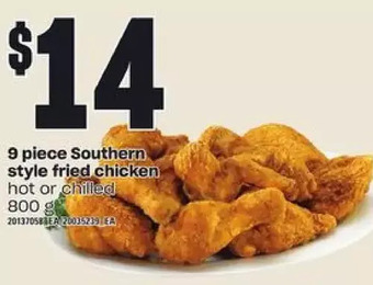 Loblaws 9 piece southern style fried chicken offer