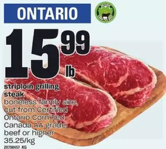 Loblaws Striploin grilling steak offer