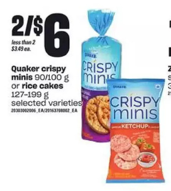 Loblaws Quaker crispy minis or rice cakes offer