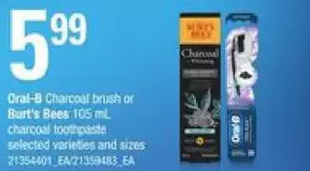 Loblaws Oral-b charcoal brush or bart's bees charcoal toothpaste offer