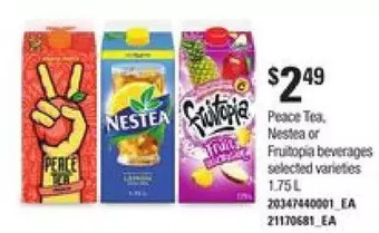 Loblaws Peace tea, nestea or fruitopia beverages offer