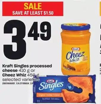 Loblaws Kraft singles processed cheese or cheez whiz offer