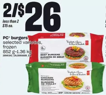 Loblaws Pc burgers offer