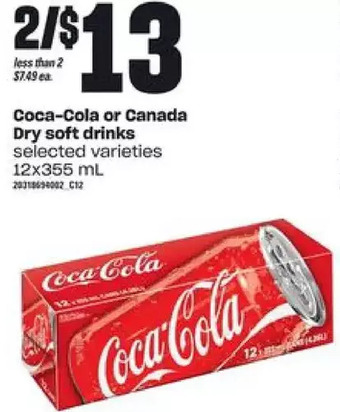 Loblaws Coca-cola or canada dry soft drinks offer