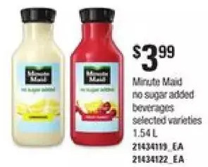 Loblaws Minute maid no sugar added beverages offer