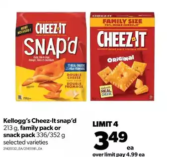 Real Canadian Superstore Kellogg's cheez-it snap'd, family pack or snack pack offer