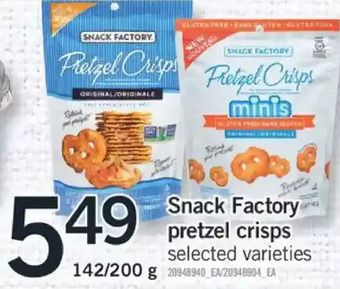 Fortinos Snack factory pretzel crisps offer