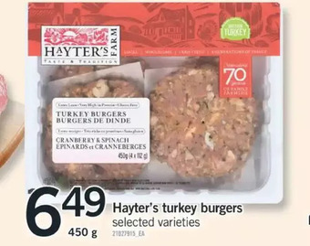 Fortinos Hayter's turkey burgers offer