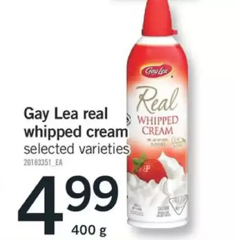 Fortinos Gay lea real whipped cream offer