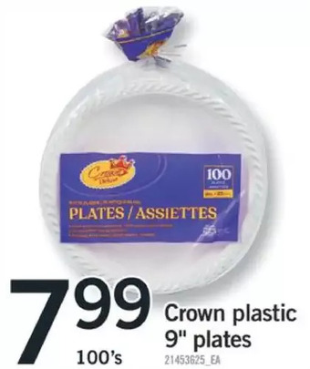 Fortinos Crown plastic 9" plates offer